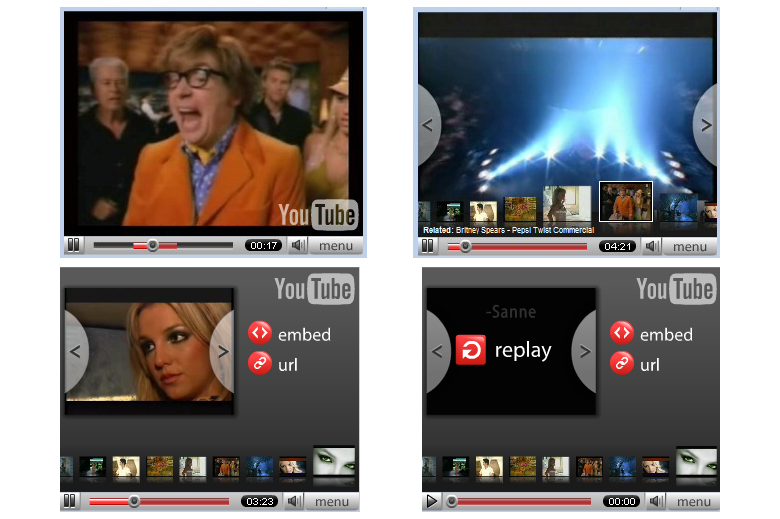 YouTube embedded player screenshots (2007)